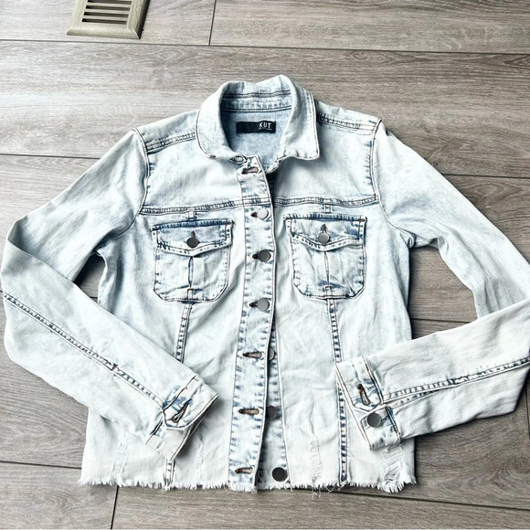 Kut From the Kloth Light Wash Distressed Jean Jacket - Picture 5 of 16
